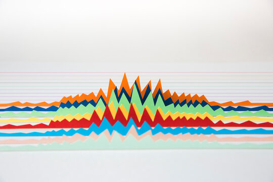 Colorful 3D diagrams on striped background