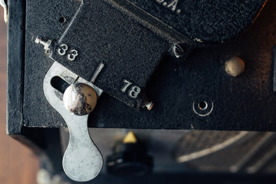 33 and 78 speed switch on a vintage vinyl record cutter (top view)