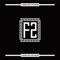 F Z collection of initial logo designs with luxurious frame elements