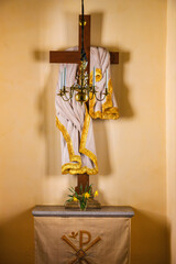 Crucifix and altar in a church