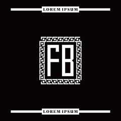 F B collection of initial logo designs with luxurious frame elements