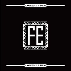 F E collection of initial logo designs with luxurious frame elements