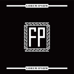 F P collection of initial logo designs with luxurious frame elements