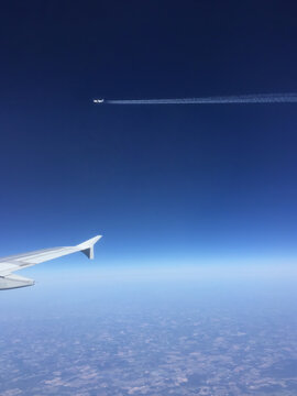 View of airplane from window