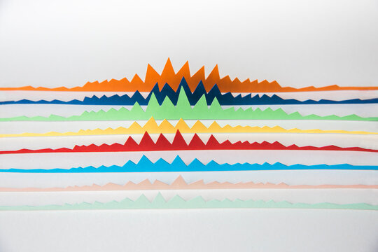 3D graphs behind each other on white background
