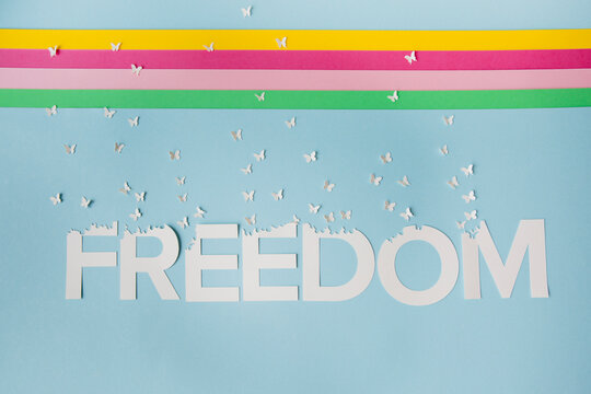 Freedom butterflies and colorful stripes