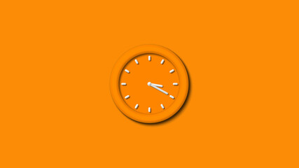 New orange color 3d wall cock isolated on orange background,wall clock
