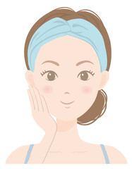 スキンケアをしている女性