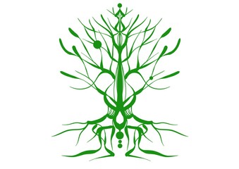tree shape from green fine lines  isolated on white.