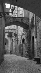 alley in Orvieto in black and white