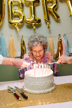 elderly woman celebrating birthday