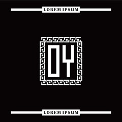 Obraz premium O Y collection of initial logo designs with luxurious frame elements