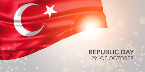 Turkey happy republic day vector banner, greeting card.