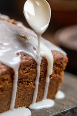 Rustic breakfast pound cake with icing