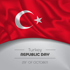 Turkey happy republic day greeting card, banner vector illustration