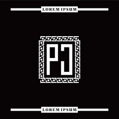 P J collection of initial logo designs with luxurious frame elements