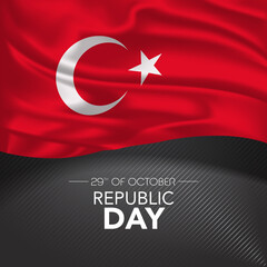 Turkey happy republic day greeting card, banner, vector illustration