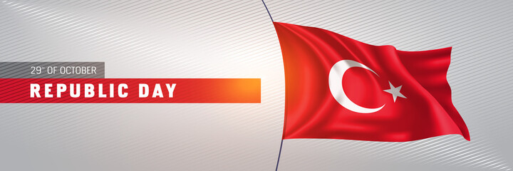 Turkey happy republic day greeting card, banner vector illustration