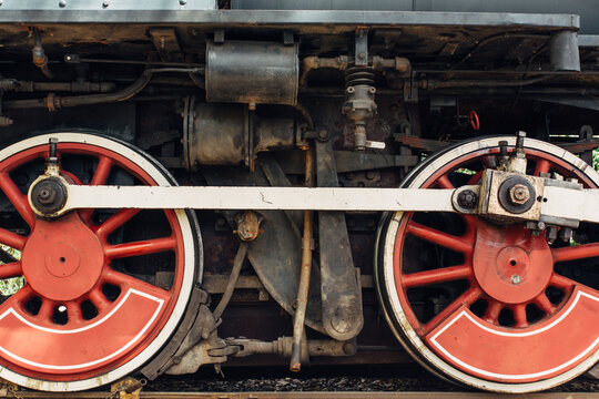Old steam engine wheels