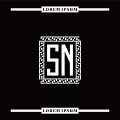 S N collection of initial logo designs with luxurious frame elements