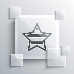 Grey USA Independence day icon isolated on grey background. 4th of July. United States of America country. Square glass panels. Vector.