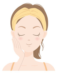 スキンケアをしている女性