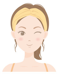 スキンケアをしている女性（ウインク）
