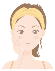 スキンケアをしている女性