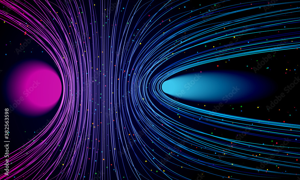 Aufkleber Abstract space background with comets and stars.