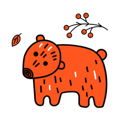 Good bear. Doodle style, Scandinavian. The vector is isolated on a white background.