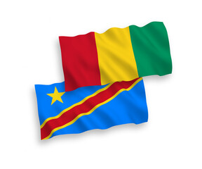 Flags of Guinea and Democratic Republic of the Congo on a white background
