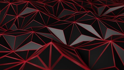 3d rendering of abstract black polygonal mesh background