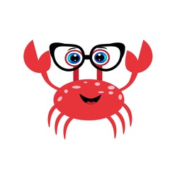cute cartoon animal with  glasses vector illustration	