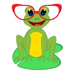cute cartoon animal with  glasses vector illustration	