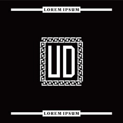 U D collection of initial logo designs with luxurious frame elements