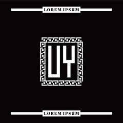 U Y collection of initial logo designs with luxurious frame elements