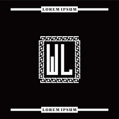 W L collection of initial logo designs with luxurious frame elements