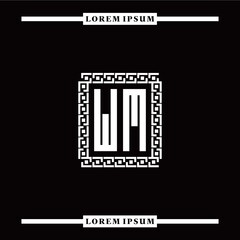 W M collection of initial logo designs with luxurious frame elements