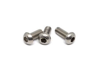 Stainless Button Head Socket Screws isolated on white background