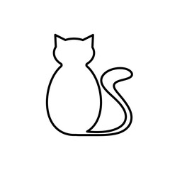 Cat icon. Cartoon linear pictogram. Helloween theme