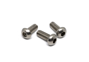Stainless Button Head Socket Screws isolated on white background