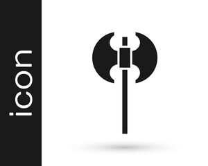 Black Medieval axe icon isolated on white background. Battle axe, executioner axe. Medieval weapon. Vector.