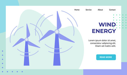 Wind energy propeller rotate campaign for web website home homepage landing page template banner with flat style