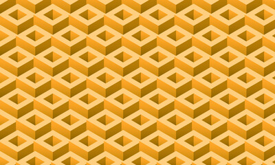 Abstract Cuboid background orange. vector. Repeated and seamless pattern. Color theme is an old style retro