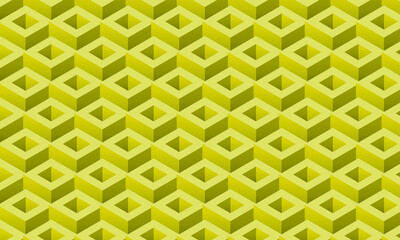 Abstract Cuboid background green. vector. Repeated and seamless pattern. The color theme is an old style retro