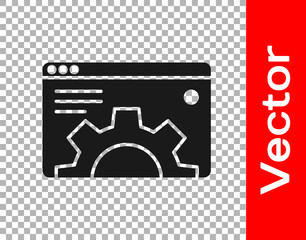 Black Browser setting icon isolated on transparent background. Adjusting, service, maintenance, repair, fixing. Vector illustration