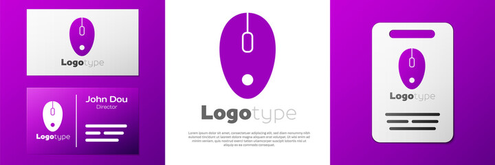 Logotype Computer mouse icon isolated on white background. Optical with wheel symbol. Logo design template element. Vector.