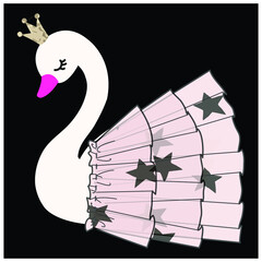 vector illustration of cartoon swan