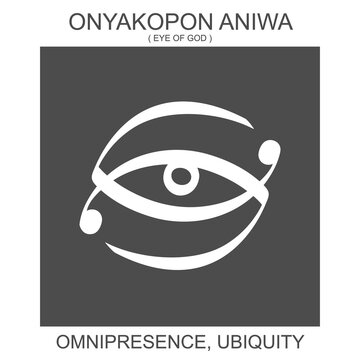 Vector Icon With African Adinkra Symbol Onyakopon Aniwa. Symbol Of Omnipresence And Ubiquity