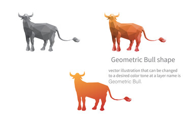 Bull shape vector image that can be changed to a desired color tone at a layer name is geometric bull.